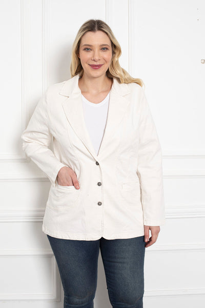 Jeansjacke mit Revers - weiß