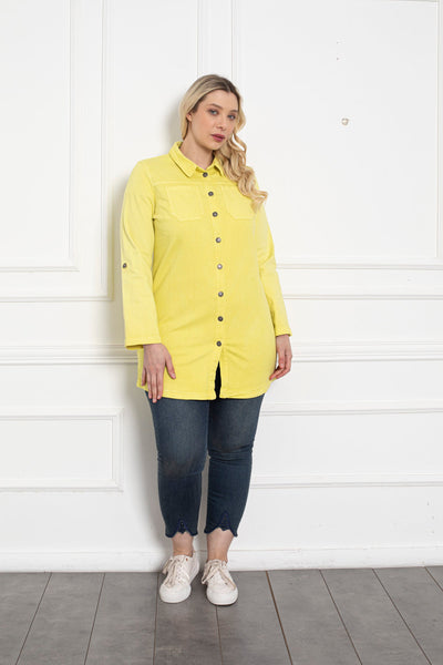 Hemdjacke aus Jeansstoff - gelb