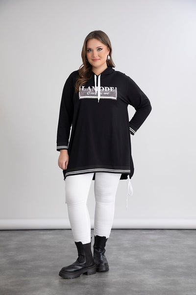 Baumwoll-Tunika mit Kapuze und Kordeln – A-Linie