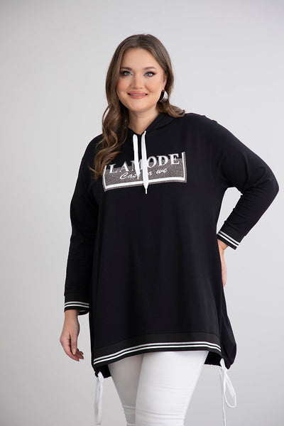 Baumwoll-Tunika mit Kapuze und Kordeln – A-Linie