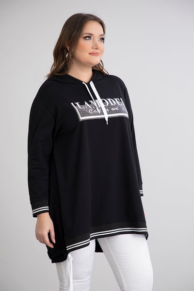 Baumwoll-Tunika mit Kapuze und Kordeln – A-Linie