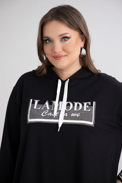 Baumwoll-Tunika mit Kapuze und Kordeln – A-Linie