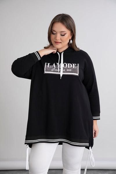 Baumwoll-Tunika mit Kapuze und Kordeln – A-Linie