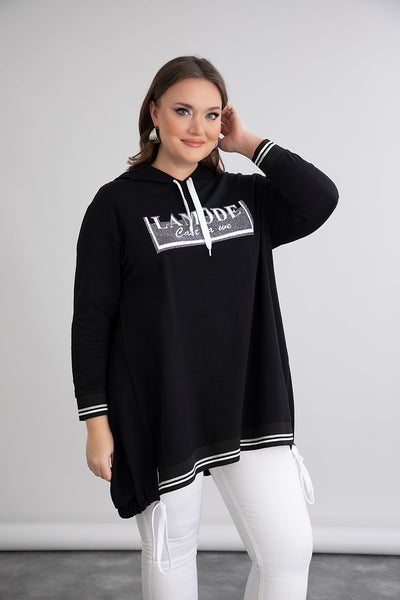 Baumwoll-Tunika mit Kapuze und Kordeln – A-Linie