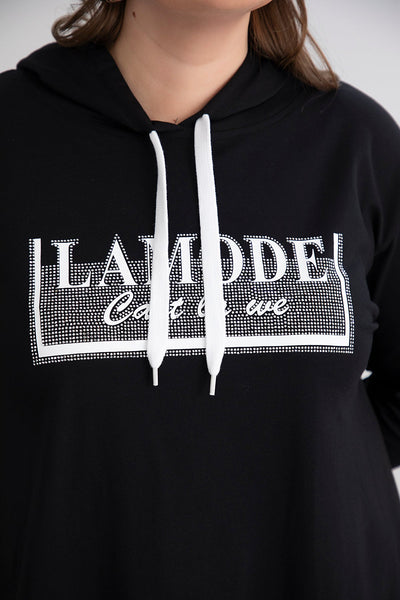 Baumwoll-Tunika mit Kapuze und Kordeln – A-Linie