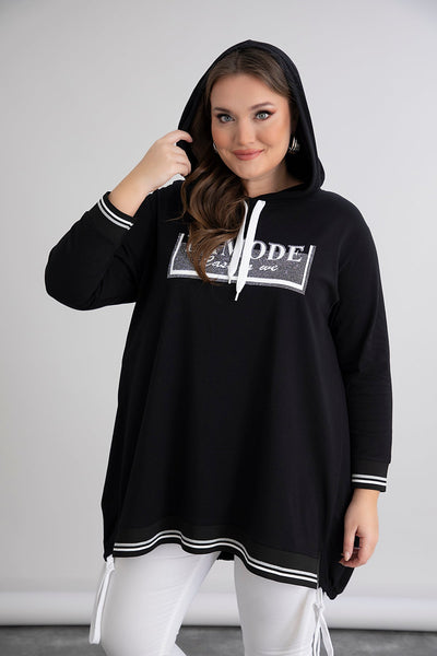 Baumwoll-Tunika mit Kapuze und Kordeln – A-Linie