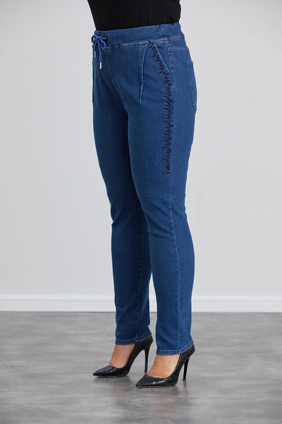 Elegante Jeans mit Strasssteinen und elastischem Bund