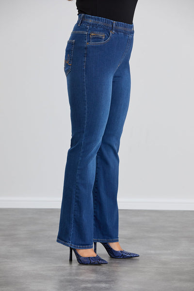 Bootcut-Jeans mit elastischem Bund - Blau