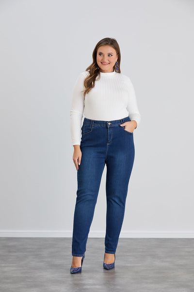 Jeans mit hohem und elastischem Bund