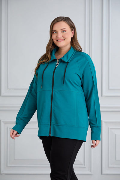 Sweatjacke Daily in Übergrößen - Petrolfarbe