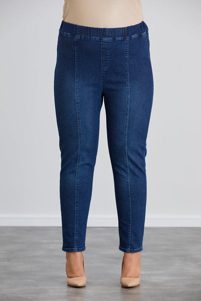 Jeans mit Vordernaht und elastischem Bund