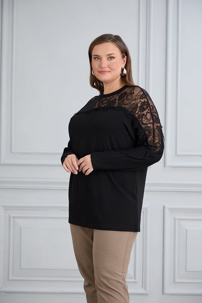 Elegante Jersey-Bluse mit Spitze