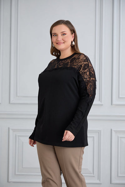 Elegante Jersey-Bluse mit Spitze