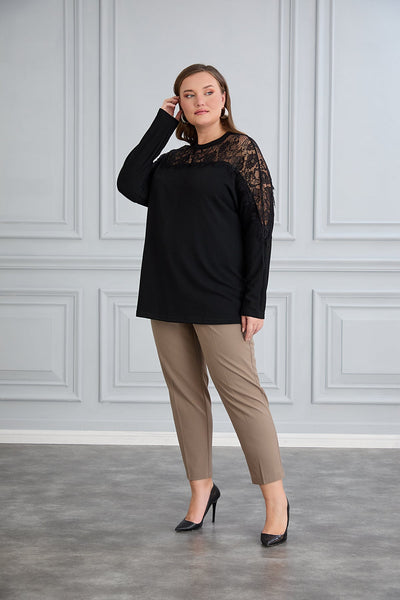 Elegante Jersey-Bluse mit Spitze