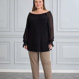 Tunika mit schicken Ärmeln aus Chiffon – Schwarz