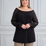 Tunika mit schicken Ärmeln aus Chiffon – Schwarz