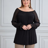 Tunika mit schicken Ärmeln aus Chiffon – Schwarz