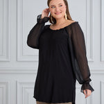 Tunika mit schicken Ärmeln aus Chiffon – Schwarz
