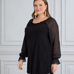 Tunika mit schicken Ärmeln aus Chiffon – Schwarz