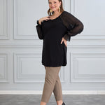 Tunika mit schicken Ärmeln aus Chiffon – Schwarz
