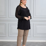 Tunika mit schicken Ärmeln aus Chiffon – Schwarz