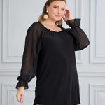 Tunika mit schicken Ärmeln aus Chiffon – Schwarz