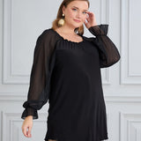 Tunika mit schicken Ärmeln aus Chiffon – Schwarz