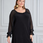 Tunika mit schicken Ärmeln aus Chiffon – Schwarz
