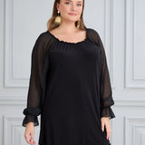 Tunika mit schicken Ärmeln aus Chiffon – Schwarz