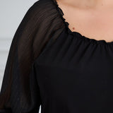 Tunika mit schicken Ärmeln aus Chiffon – Schwarz