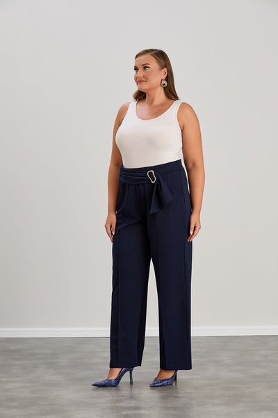 Elegante weite Hose mit hoher Taille - Dunkelblau