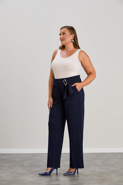 Elegante weite Hose mit hoher Taille - Dunkelblau