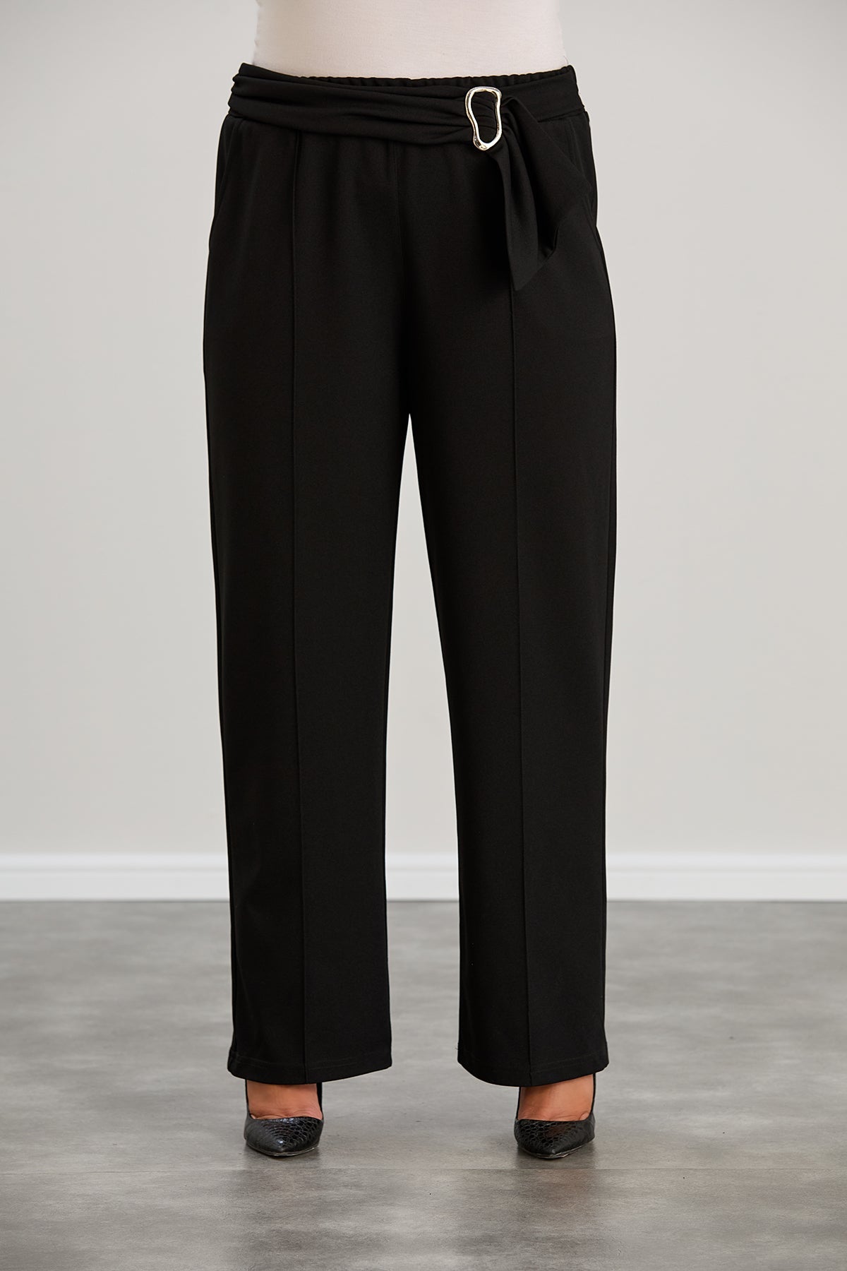 Elegante weite Hose mit hoher Taille - Schwarz – Schwarz