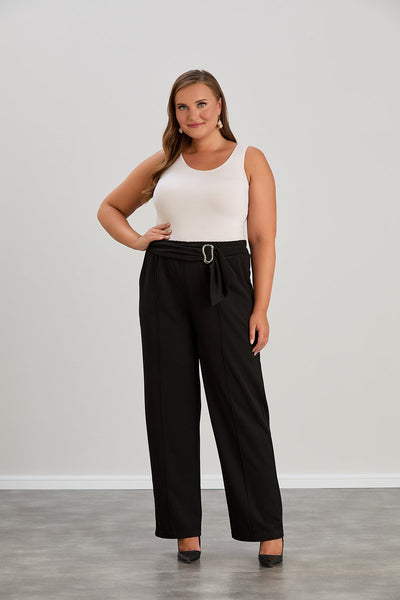 Elegante weite Hose mit hoher Taille - Schwarz