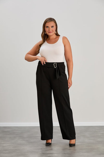 Elegante weite Hose mit hoher Taille - Schwarz