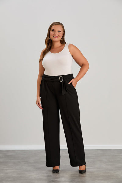 Elegante weite Hose mit hoher Taille - Schwarz