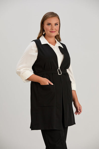 Elegante Weste aus Georgette mit Gürtel