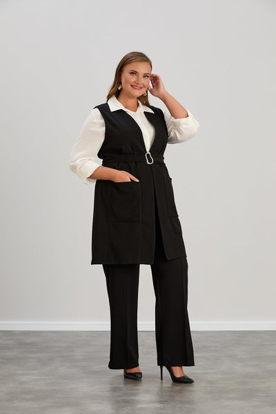 Elegante Weste aus Georgette mit Gürtel