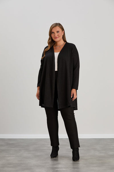 Long-Strickjacke mit Lurex - schwarz