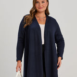 Long-Strickjacke mit Lurex in Dunkelblau – Dunkelblau