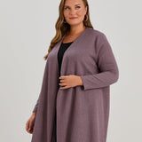 Long-Strickjacke mit Lurex – Lila