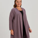 Long-Strickjacke mit Lurex – Lila