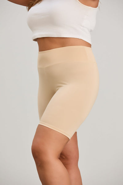 Kurze Leggings aus Mikrofaser mit Scheuerschutz - beige