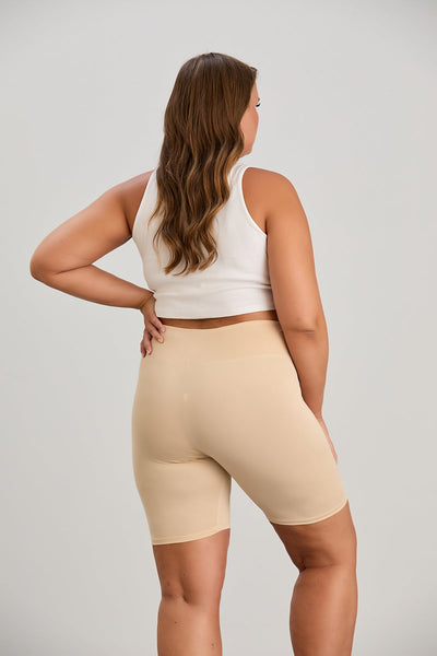 Kurze Leggings aus Mikrofaser mit Scheuerschutz - beige