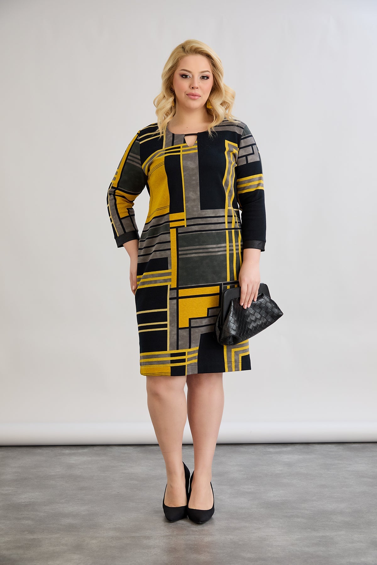 Midikleid mit Print in Übergrößen 