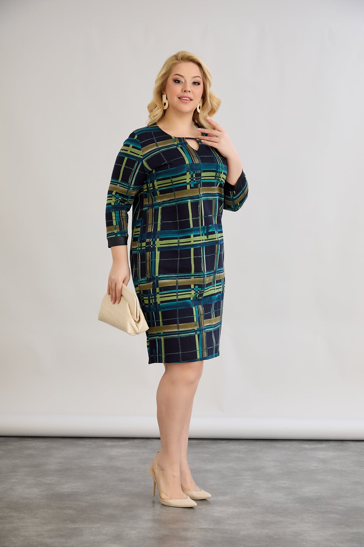 Midikleid mit Print cut out - Grün
