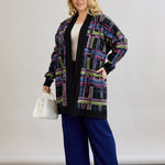Lange Baumwoll-Strickjacke mit Taschen - schwarz – Schwarz