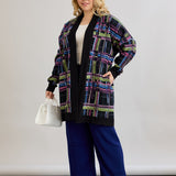 Lange Baumwoll-Strickjacke mit Taschen - schwarz – Schwarz