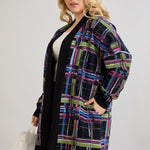 Lange Baumwoll-Strickjacke mit Taschen - schwarz – Schwarz