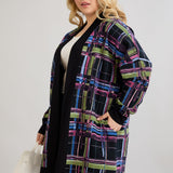 Lange Baumwoll-Strickjacke mit Taschen - schwarz – Schwarz